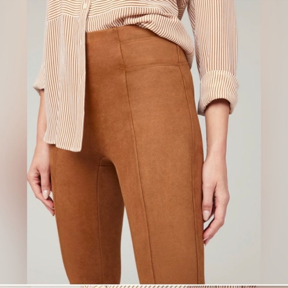 Spanx Faux Suede Brown Leggings Size Large